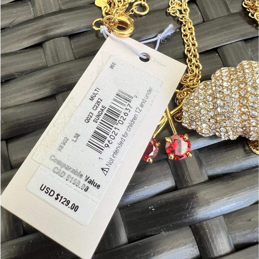 KATE SPADE Cherry ice cream long pendant necklace in gold